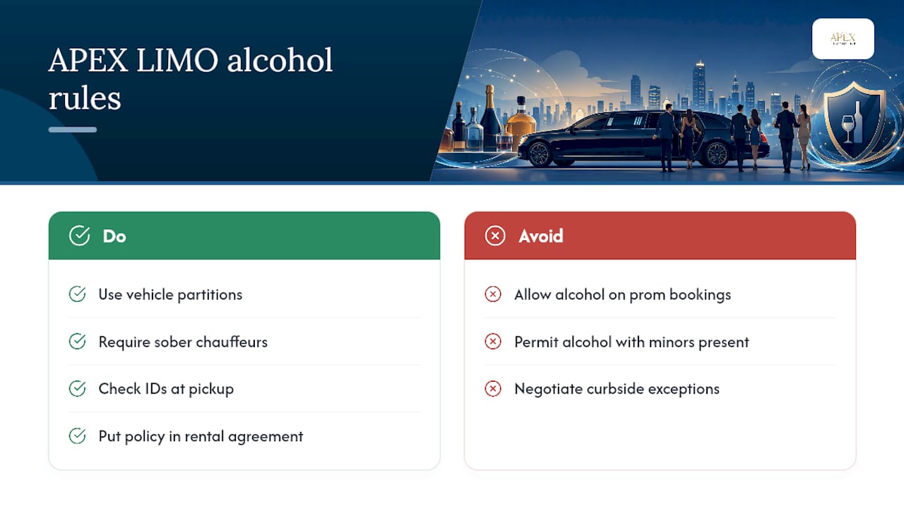 APEX LIMO's Perspective on Managing Alcohol Policy Safely — overview diagram
