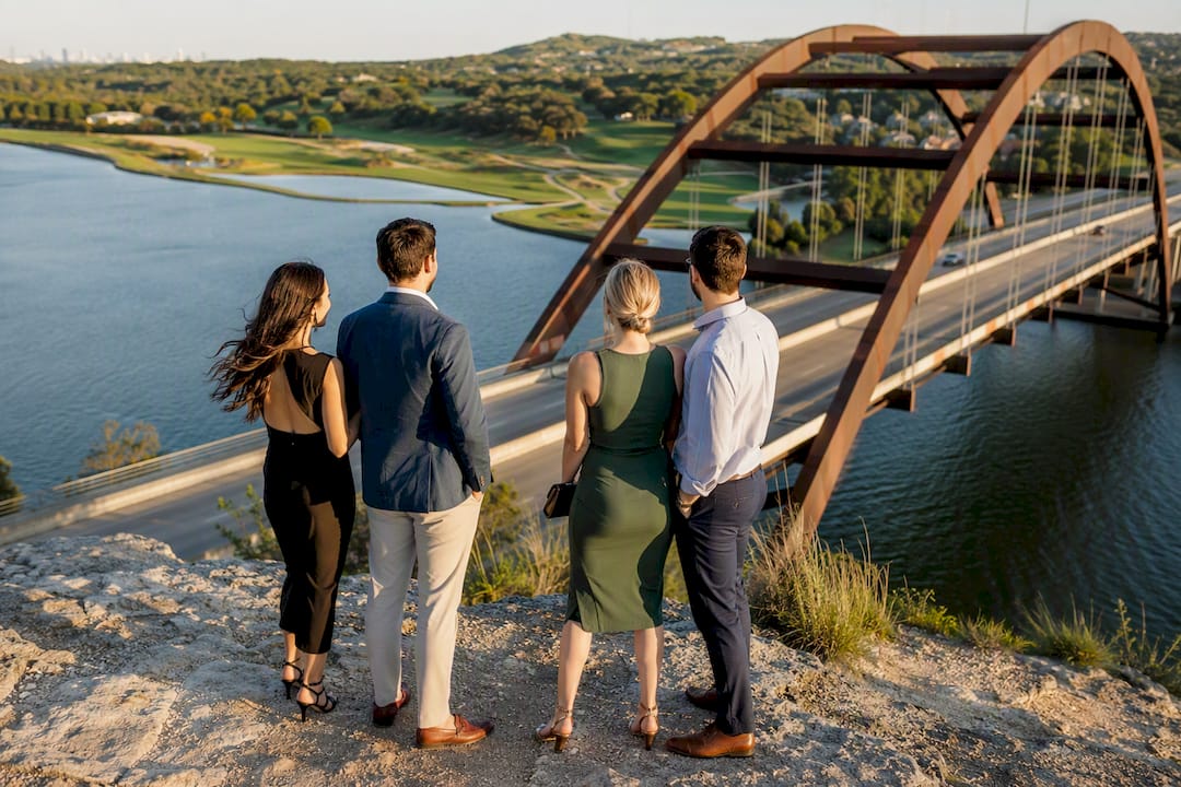 Group posing at Pennybacker Bridge overlook