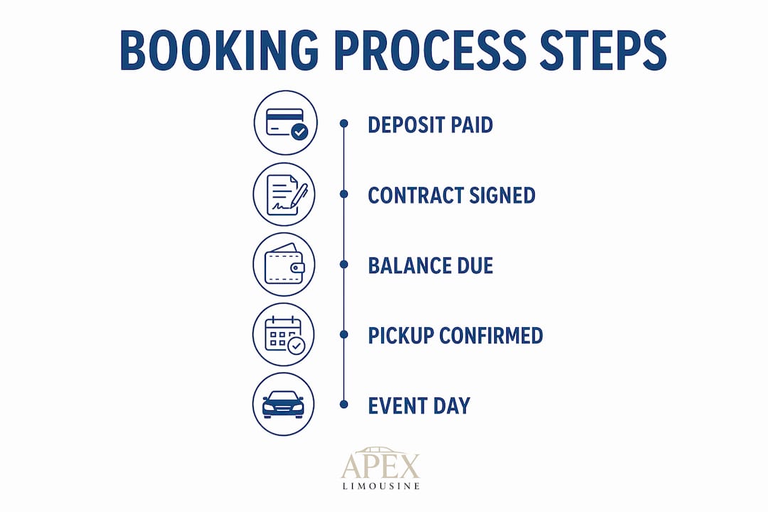 Infographic showing wedding transport booking steps