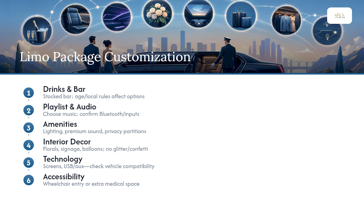 Diagram of limo package customization options