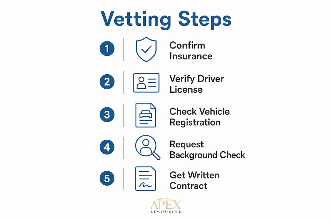 Infographic detailing steps to vet limo companies for prom night