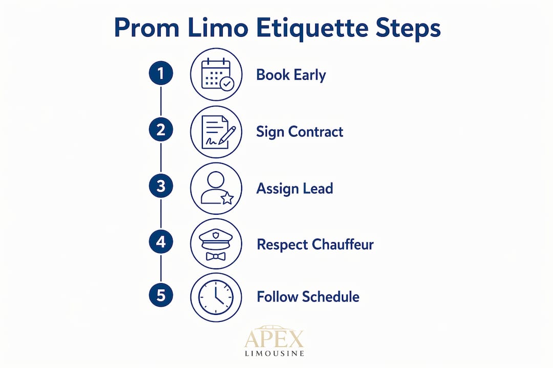 Infographic showing prom limo etiquette steps