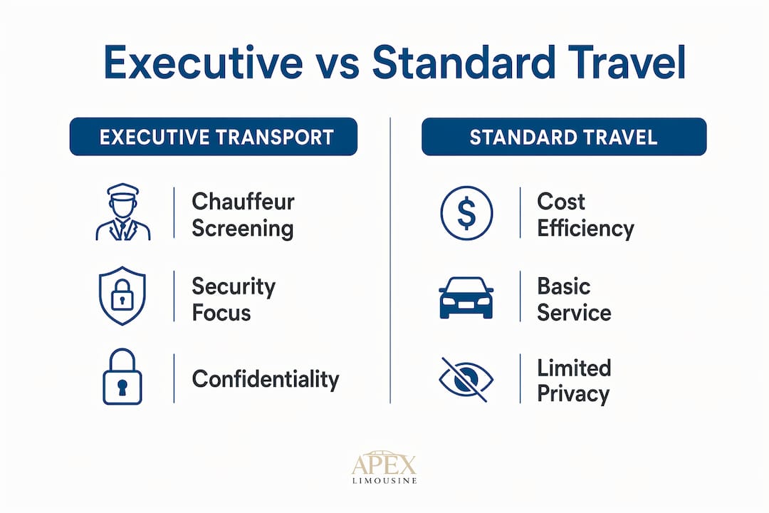 Infographic comparing executive and standard business travel