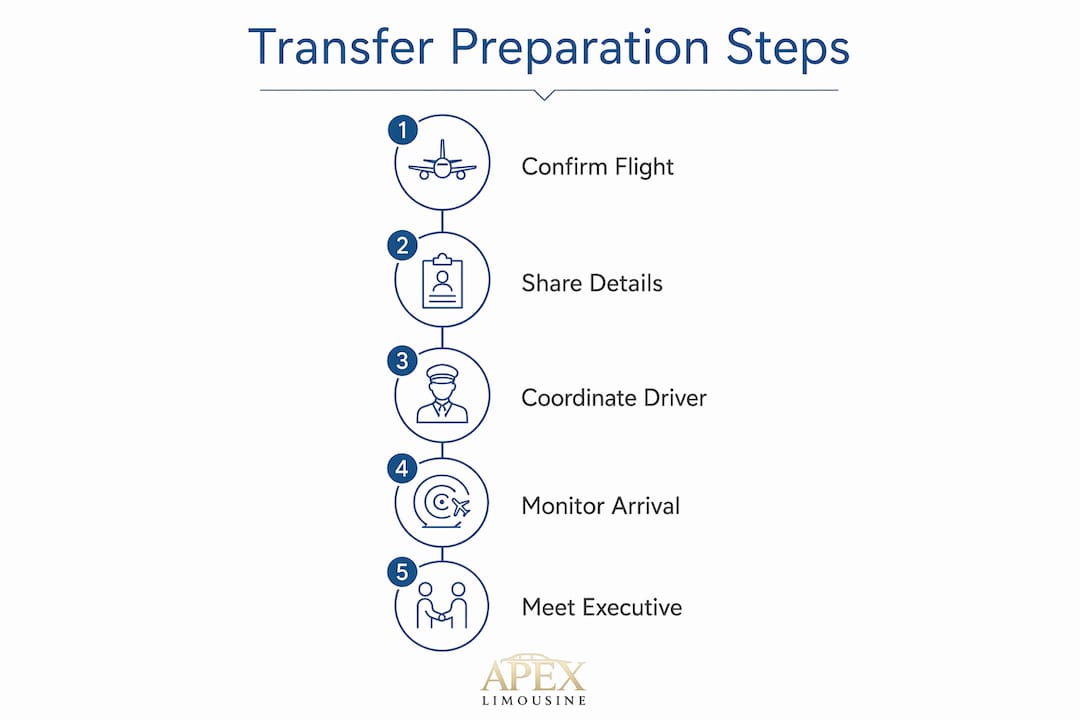 Infographic illustrating executive transfer preparation steps