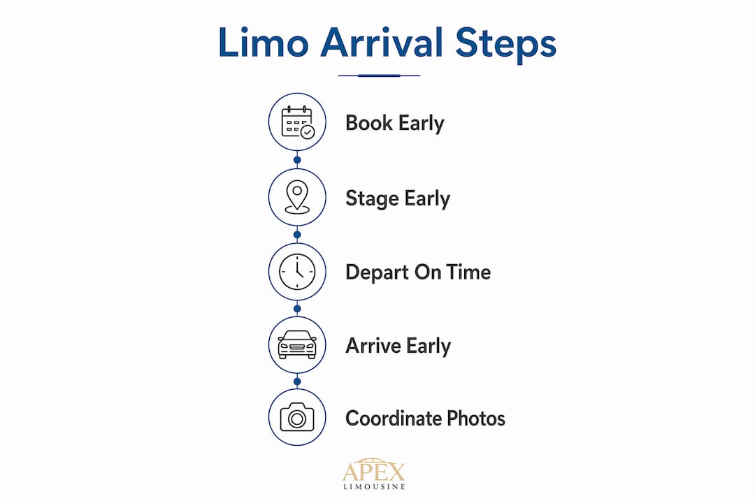 Infographic showing step-by-step limo arrival process
