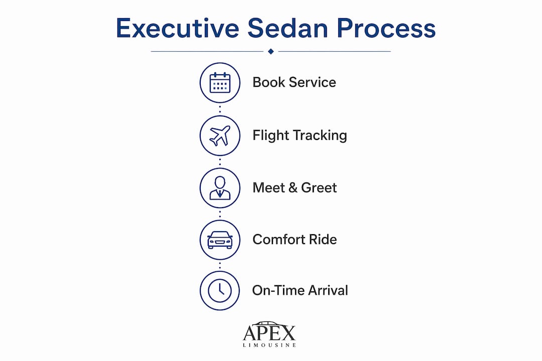 Infographic of executive sedan service process steps