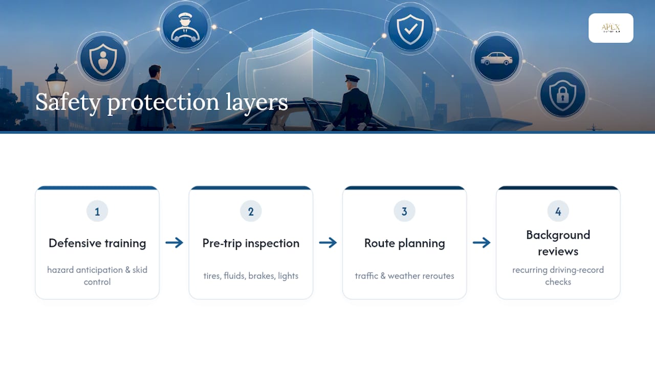 Four layers of chauffeur safety protocols