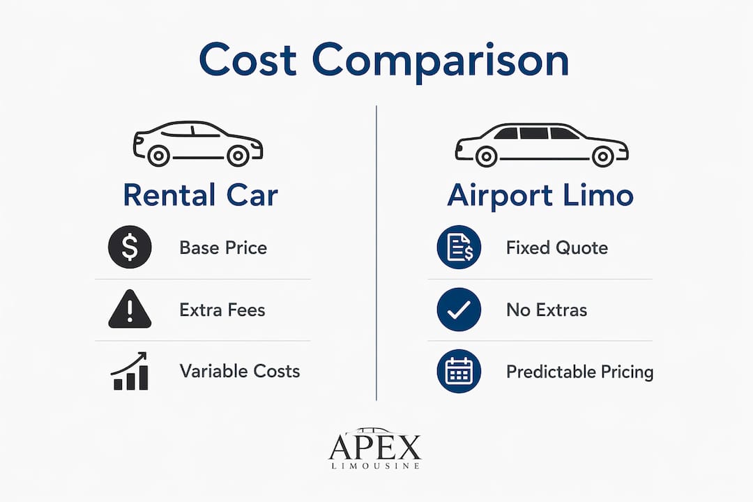 Infographic comparing limo and rental car costs
