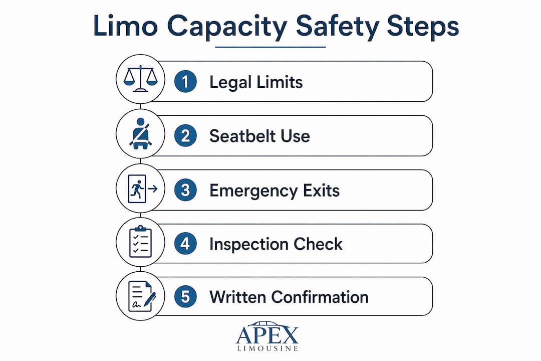 Infographic illustrating limo capacity safety steps