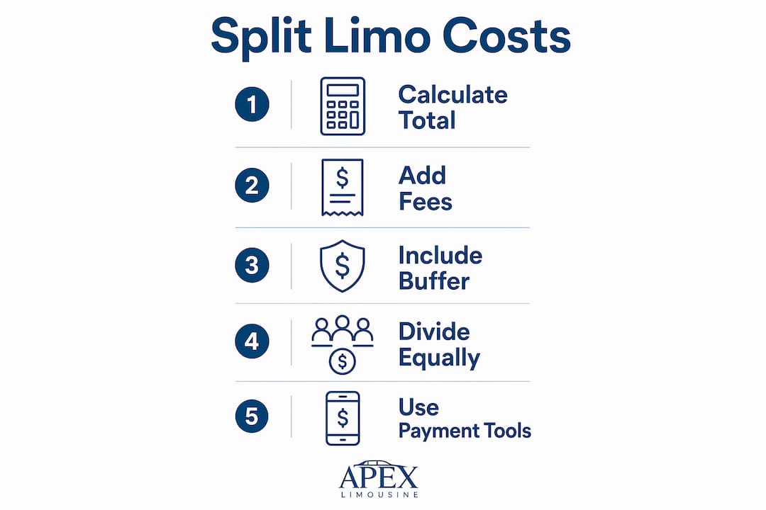 Infographic showing steps to split prom limo costs