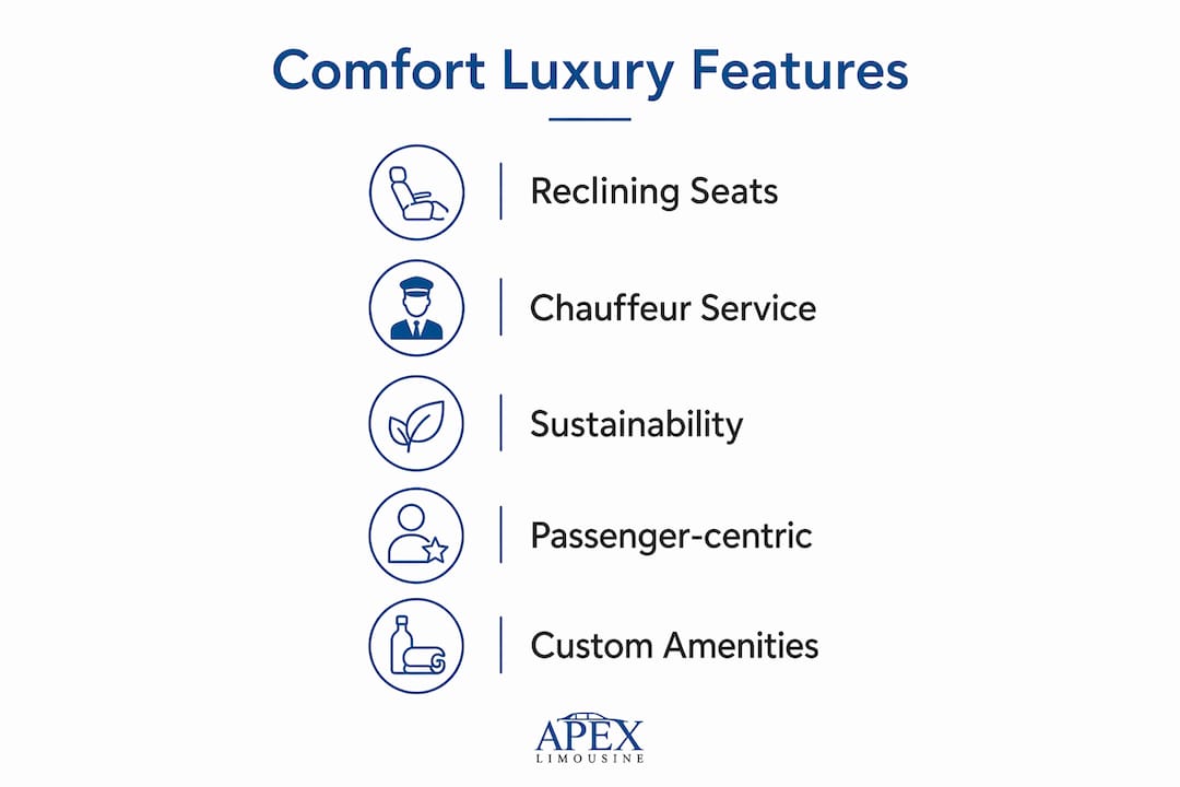 Infographic showing key comfort luxury vehicle features