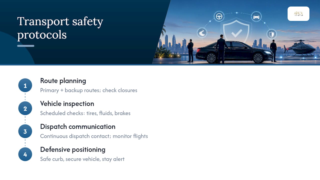 Four executive transport safety protocols