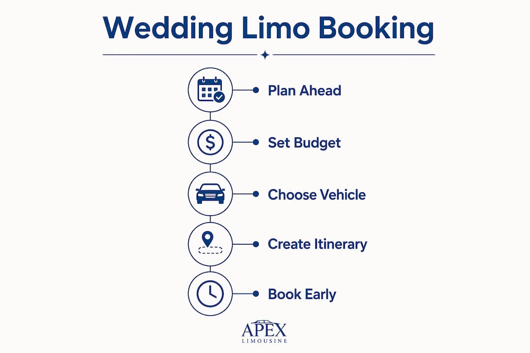 Infographic showing wedding limo booking process steps