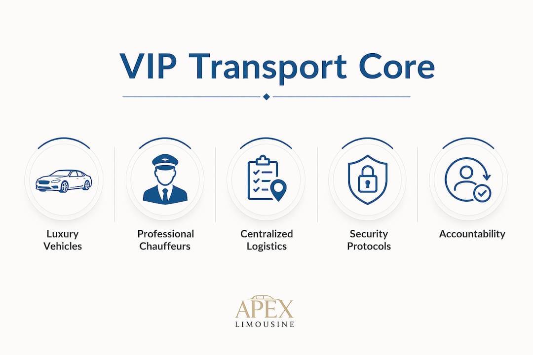 Infographic showing hierarchy of VIP transport core components