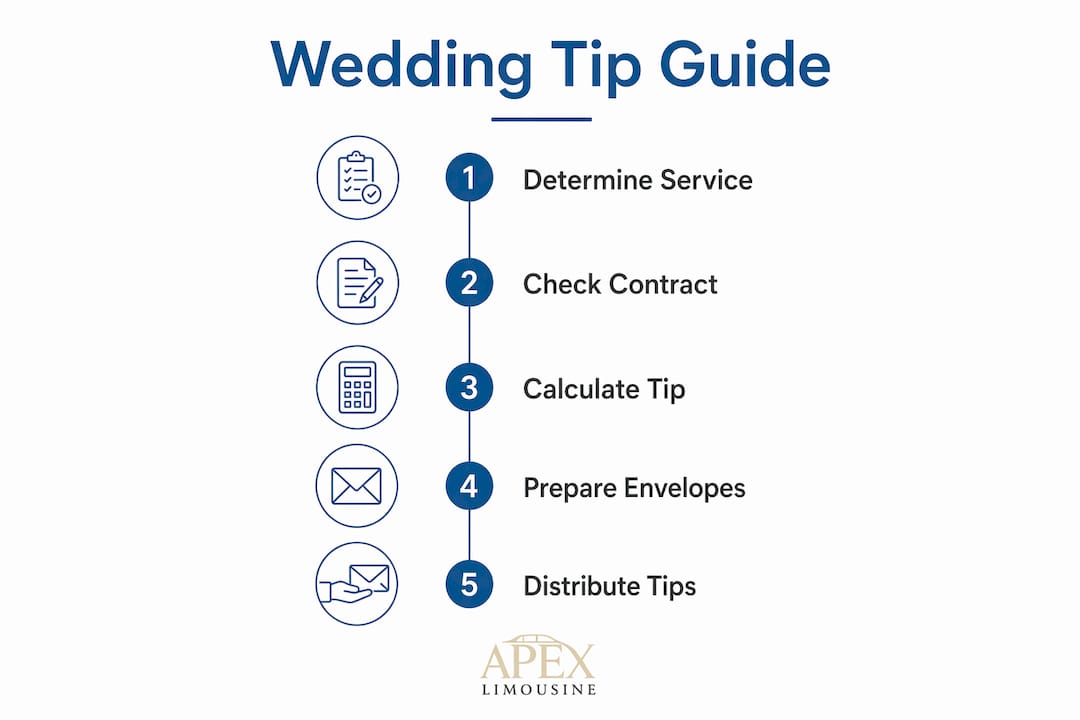 Infographic detailing wedding transportation tipping steps