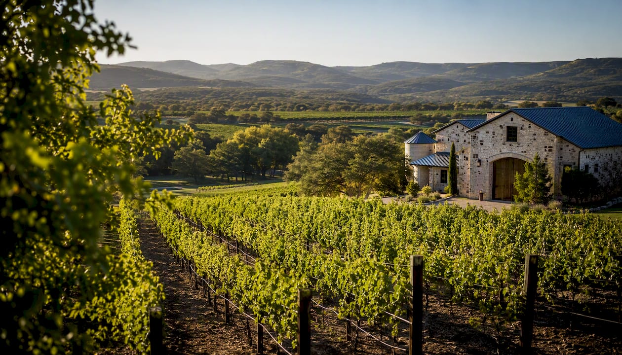 Vineyard view at Hill Country estate winery