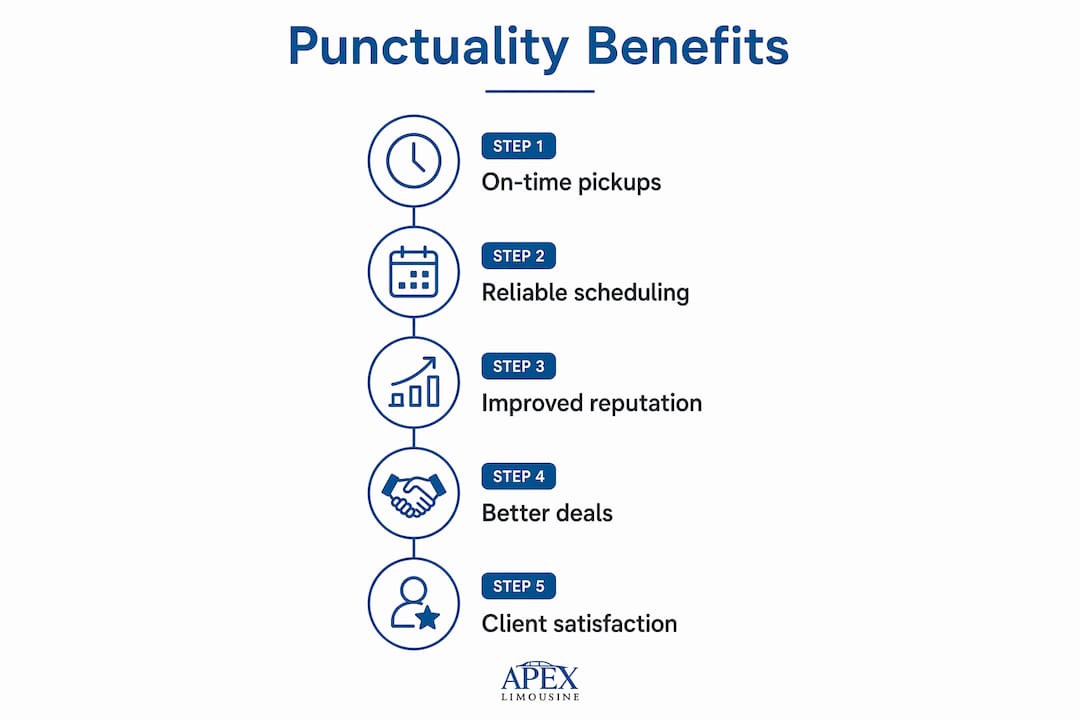 Infographic showing benefits of punctual airport transport